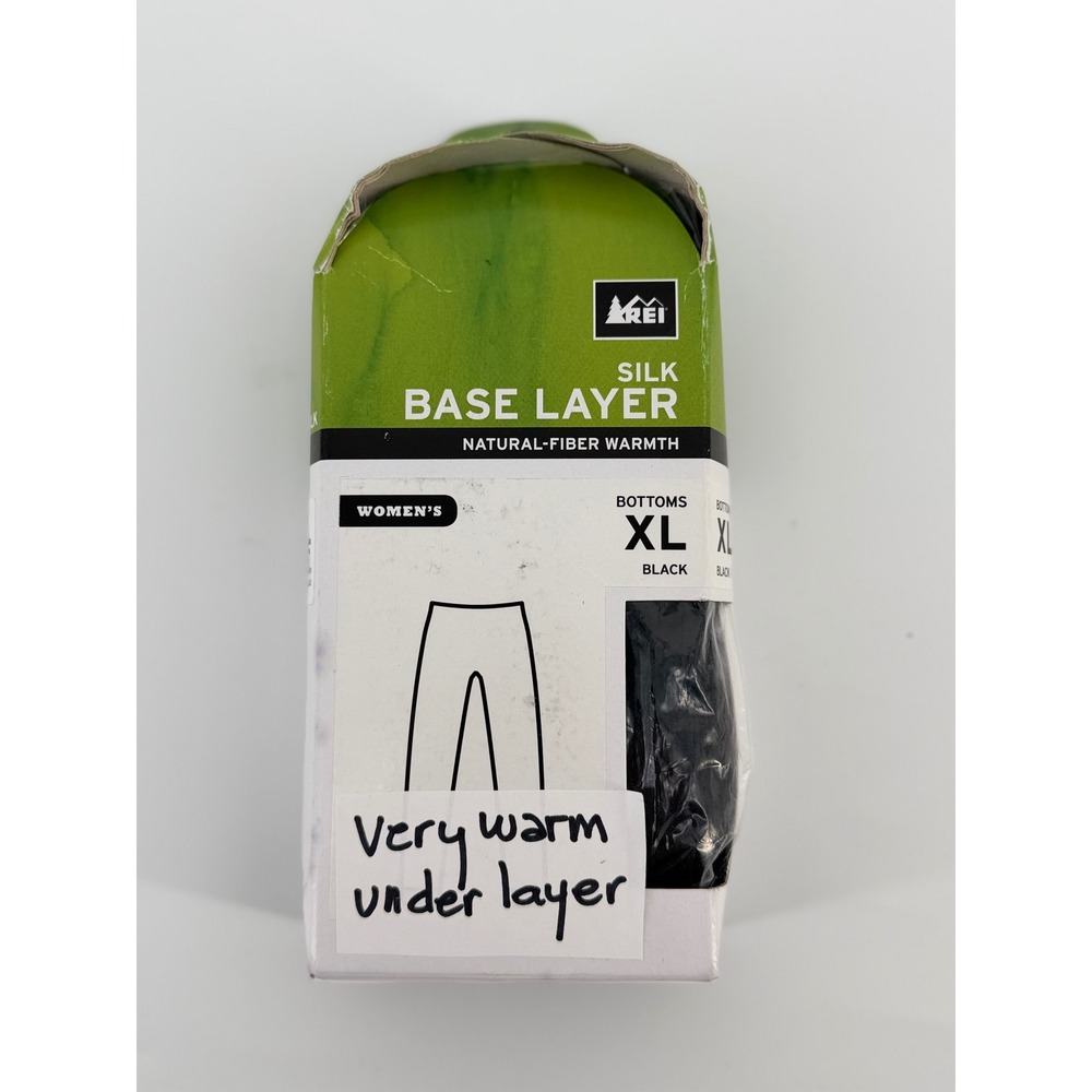 REI Womens XL 100% Silk Base Layer Bottoms Black Long Underwear Pants NEW